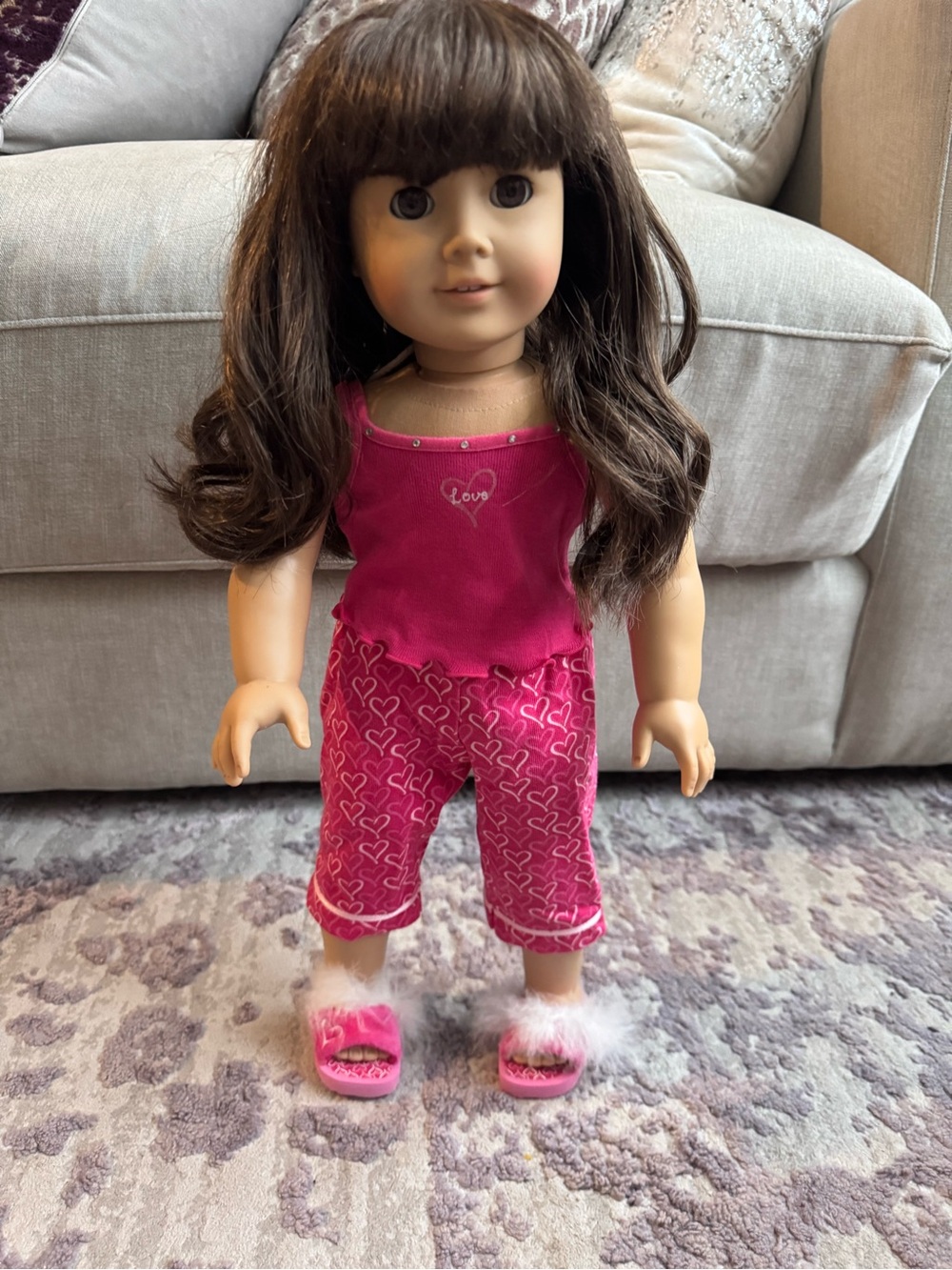 Authentic American Girl Heart-Print PJ’s Set w/ Angel Wings – Doll Not Included